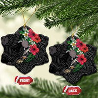 Hawaiian Tropical Plants and Turtles Ceramic Ornament Polynesian Art Motifs