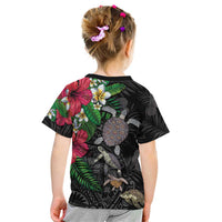 Hawaiian Tropical Plants and Turtles Kid T Shirt Polynesian Art Motifs