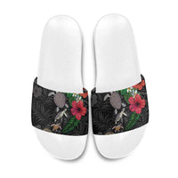 Hawaiian Tropical Plants and Turtles Slide Sandals Polynesian Art Motifs