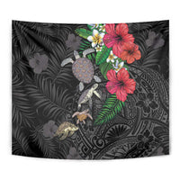 Hawaiian Tropical Plants and Turtles Tapestry Polynesian Art Motifs