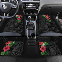 Hawaiian Tropical Plants Car Mats Kakau Tattoo and Polynesian Pattern Half Black Color