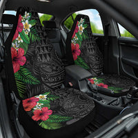Hawaiian Tropical Plants Car Seat Cover Kakau Tattoo and Polynesian Pattern Half Black Color