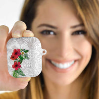 Hawaiian Tropical Plants AirPods Case Kakau Tattoo and Polynesian Pattern Half White Color