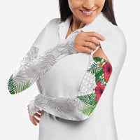 Hawaiian Tropical Plants Arm Sleeves Kakau Tattoo and Polynesian Pattern Half White Color