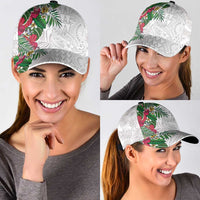 Hawaiian Tropical Plants Classic Cap Kakau Tattoo and Polynesian Pattern Half Black White