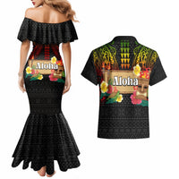 Hawaiian Elements and Polynesian Tattoo Couples Matching Mermaid Dress and Hawaiian Shirt LT03 - Polynesian Pride