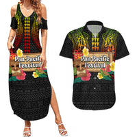 Hawaiian Elements and Polynesian Tattoo Couples Matching Summer Maxi Dress and Hawaiian Shirt LT03 Black - Polynesian Pride