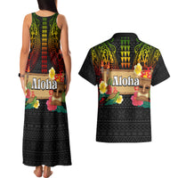 Hawaii Pan-Pacific Festival Couples Matching Tank Maxi Dress and Hawaiian Shirt Hawaiian Elements and Polynesian Tattoo