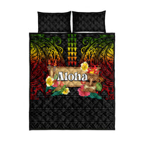 Hawaiian Elements and Polynesian Tattoo Quilt Bed Set