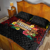 Hawaiian Elements and Polynesian Tattoo Quilt Bed Set
