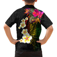 Hawaii Plumeria Kid Hawaiian Shirt Polynesian Tattoo and Hibiscus