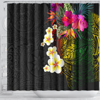 Hawaii Plumeria Shower Curtain Polynesian Tattoo and Hibiscus