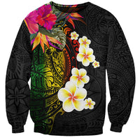 Hawaii Plumeria Sweatshirt Polynesian Tattoo and Hibiscus