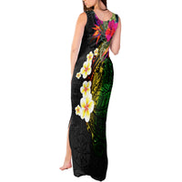 Hawaii Plumeria Tank Maxi Dress Polynesian Tattoo and Hibiscus LT03 - Polynesian Pride