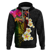 Hawaii Plumeria Zip Hoodie Polynesian Tattoo and Hibiscus
