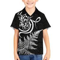 New Zealand Octopus Tattoo and Fern Family Matching Short Sleeve Bodycon Dress and Hawaiian Shirt Maori Pattern LT03 Son's Shirt Black - Polynesian Pride