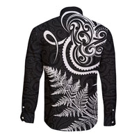 New Zealand Octopus Tattoo and Fern Long Sleeve Button Shirt Maori Pattern