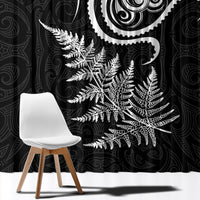 New Zealand Octopus Tattoo and Fern Window Curtain Maori Pattern