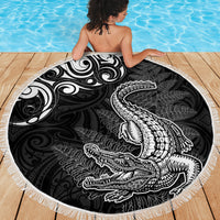 New Zealand Crocodile Tattoo and Fern Beach Blanket Maori Pattern