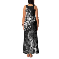 New Zealand Crocodile Tattoo and Fern Family Matching Tank Maxi Dress and Hawaiian Shirt Maori Pattern LT03 - Polynesian Pride