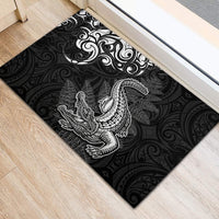 New Zealand Crocodile Tattoo and Fern Rubber Doormat Maori Pattern