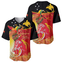 Papua New Guinea Independence Day Baseball Jersey Happy Anniversary 50th Bird-of-paradise Melanesian Tattoos - Polynesian Pride