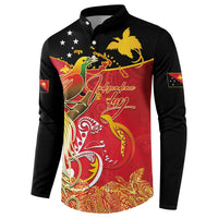 Papua New Guinea Independence Day Button Sweatshirt Happy Anniversary 50th Bird-of-paradise Melanesian Tattoos - Polynesian Pride