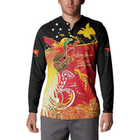 Papua New Guinea Independence Day Button Sweatshirt Happy Anniversary 50th Bird-of-paradise Melanesian Tattoos - Polynesian Pride