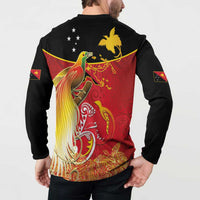 Papua New Guinea Independence Day Button Sweatshirt Happy Anniversary 50th Bird-of-paradise Melanesian Tattoos - Polynesian Pride