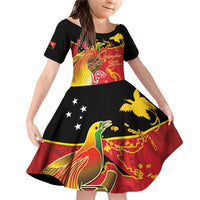 Papua New Guinea Independence Day Family Matching Off Shoulder Short Dress and Hawaiian Shirt Happy Anniversary 50th Bird-of-paradise Melanesian Tattoos - Polynesian Pride