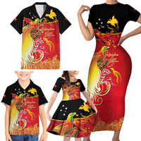 Papua New Guinea Independence Day Family Matching Short Sleeve Bodycon Dress and Hawaiian Shirt Happy Anniversary 50th Bird-of-paradise Melanesian Tattoos - Polynesian Pride