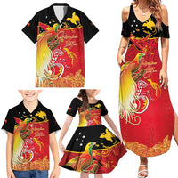 Papua New Guinea Independence Day Family Matching Summer Maxi Dress and Hawaiian Shirt Happy Anniversary 50th Bird-of-paradise Melanesian Tattoos - Polynesian Pride