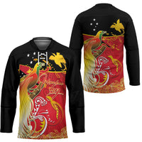 Papua New Guinea Independence Day Hockey Jersey Happy Anniversary 50th Bird-of-paradise Melanesian Tattoos - Polynesian Pride