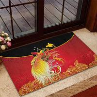 Papua New Guinea Independence Day Rubber Doormat Happy Anniversary 50th Bird-of-paradise Melanesian Tattoos - Polynesian Pride