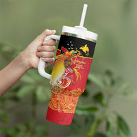 Papua New Guinea Independence Day Tumbler With Handle Happy Anniversary 50th Bird-of-paradise Melanesian Tattoos - Polynesian Pride