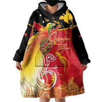 Papua New Guinea Independence Day Wearable Blanket Hoodie Happy Anniversary 50th Bird-of-paradise Melanesian Tattoos - Polynesian Pride
