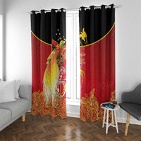 Papua New Guinea Independence Day Window Curtain Happy Anniversary 50th Bird-of-paradise Melanesian Tattoos - Polynesian Pride