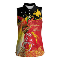 Papua New Guinea Independence Day Women Sleeveless Polo Shirt Happy Anniversary 50th Bird-of-paradise Melanesian Tattoos - Polynesian Pride