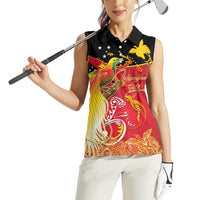 Papua New Guinea Independence Day Women Sleeveless Polo Shirt Happy Anniversary 50th Bird-of-paradise Melanesian Tattoos - Polynesian Pride