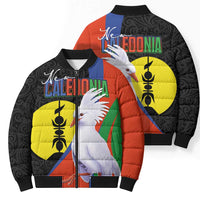 New Caledonia Bomber Puffer Jacket Kagu Bird and The Seal with Melanesian Culture - Polynesian Pride