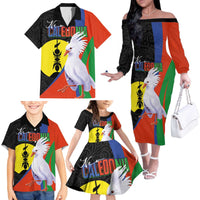 New Caledonia Family Matching Off The Shoulder Long Sleeve Dress and Hawaiian Shirt Kagu Bird and The Seal with Melanesian Culture - Polynesian Pride