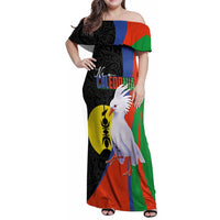 New Caledonia Family Matching Off Shoulder Maxi Dress and Hawaiian Shirt Kagu Bird and The Seal with Melanesian Culture - Polynesian Pride