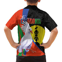 New Caledonia Family Matching Off Shoulder Short Dress and Hawaiian Shirt Kagu Bird and The Seal with Melanesian Culture - Polynesian Pride