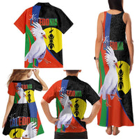 New Caledonia Family Matching Tank Maxi Dress and Hawaiian Shirt Kagu Bird and The Seal with Melanesian Culture - Polynesian Pride