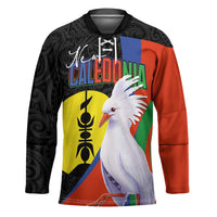 New Caledonia Hockey Jersey Kagu Bird and The Seal with Melanesian Culture LT03 Unisex Black - Polynesian Pride