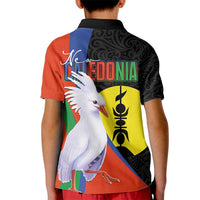 New Caledonia Kid Polo Shirt Kagu Bird and The Seal with Melanesian Culture - Polynesian Pride