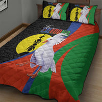 New Caledonia Quilt Bed Set Kagu Bird and The Seal with Melanesian Culture - Polynesian Pride