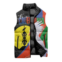 New Caledonia Sleeveless Puffer Jacket Kagu Bird and The Seal with Melanesian Culture - Polynesian Pride