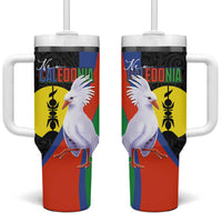 New Caledonia Tumbler With Handle Kagu Bird and The Seal with Melanesian Culture - Polynesian Pride