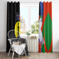 New Caledonia Window Curtain Kagu Bird and The Seal with Melanesian Culture - Polynesian Pride